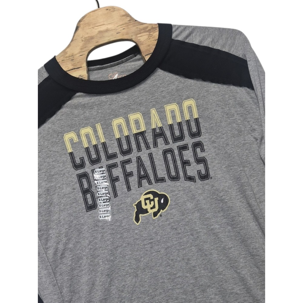 GIII 4Her Colorado Buffaloes Womens XL Gray Long Sleeve Raglan Graphic T-Shirt
